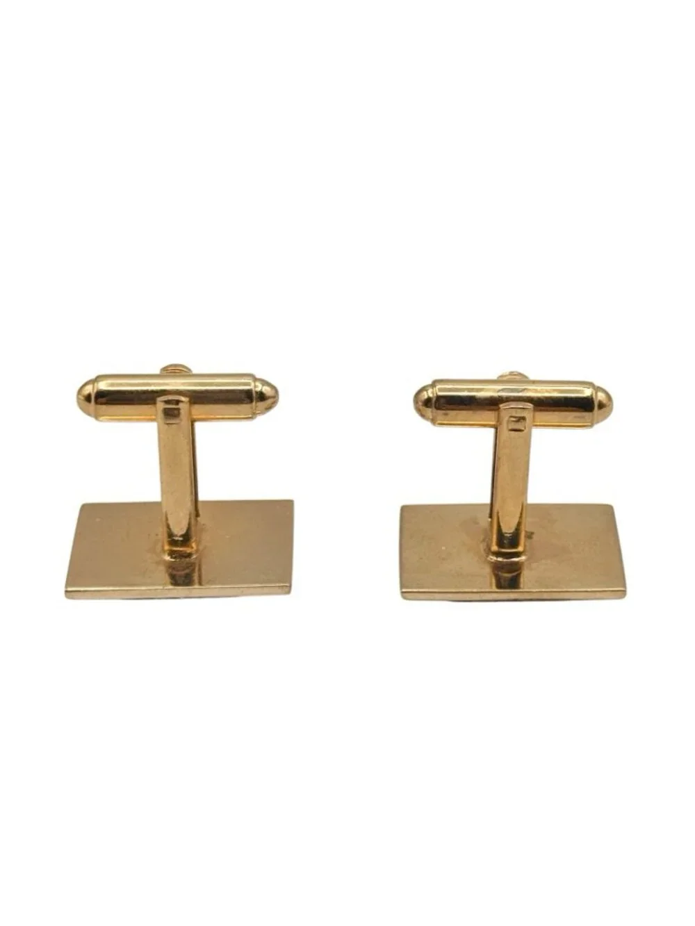Vintage Shields Cufflinks Gold Tone Etched Mid-Century Quasar Motif No Monogram